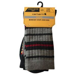 Carhartt Ladies Classic Midweight Stripe Crew Socks Size Medium 7-9.5